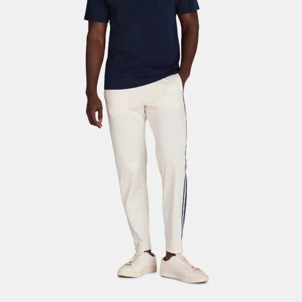 Athletic Works Men's White Track Pants With Blue Strips
